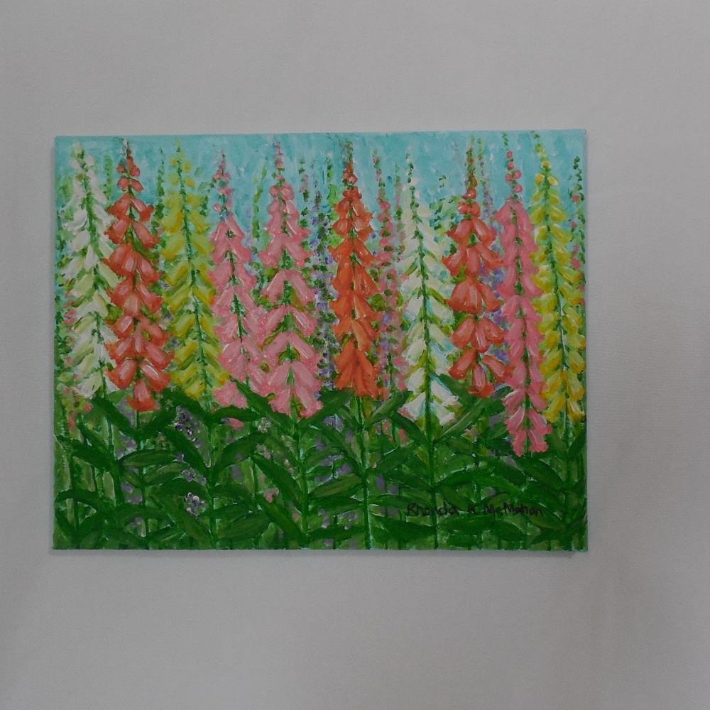 Fox Glove Colorful Floral Acrylic Original Painting